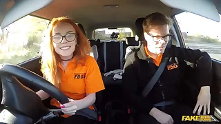 Fake Driving School - British ginger babe Ella Hughes gets her perfect pussy fucked during driving lesson